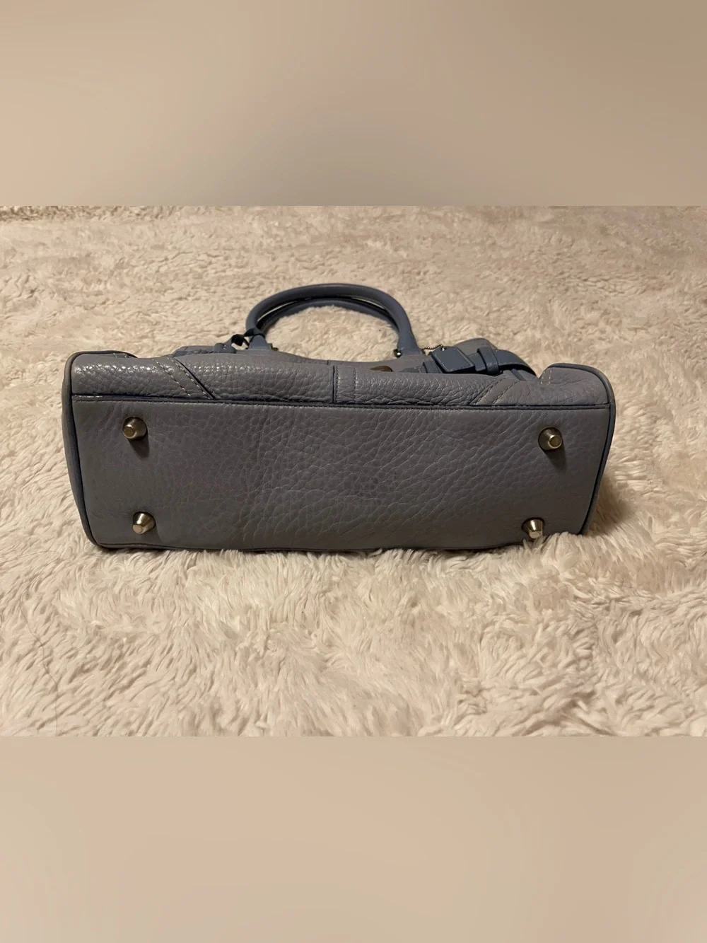 Vtg Y2K Coach Hamptons Light Blue Leather Satchel Toggle Clasp Tote Bag F10688